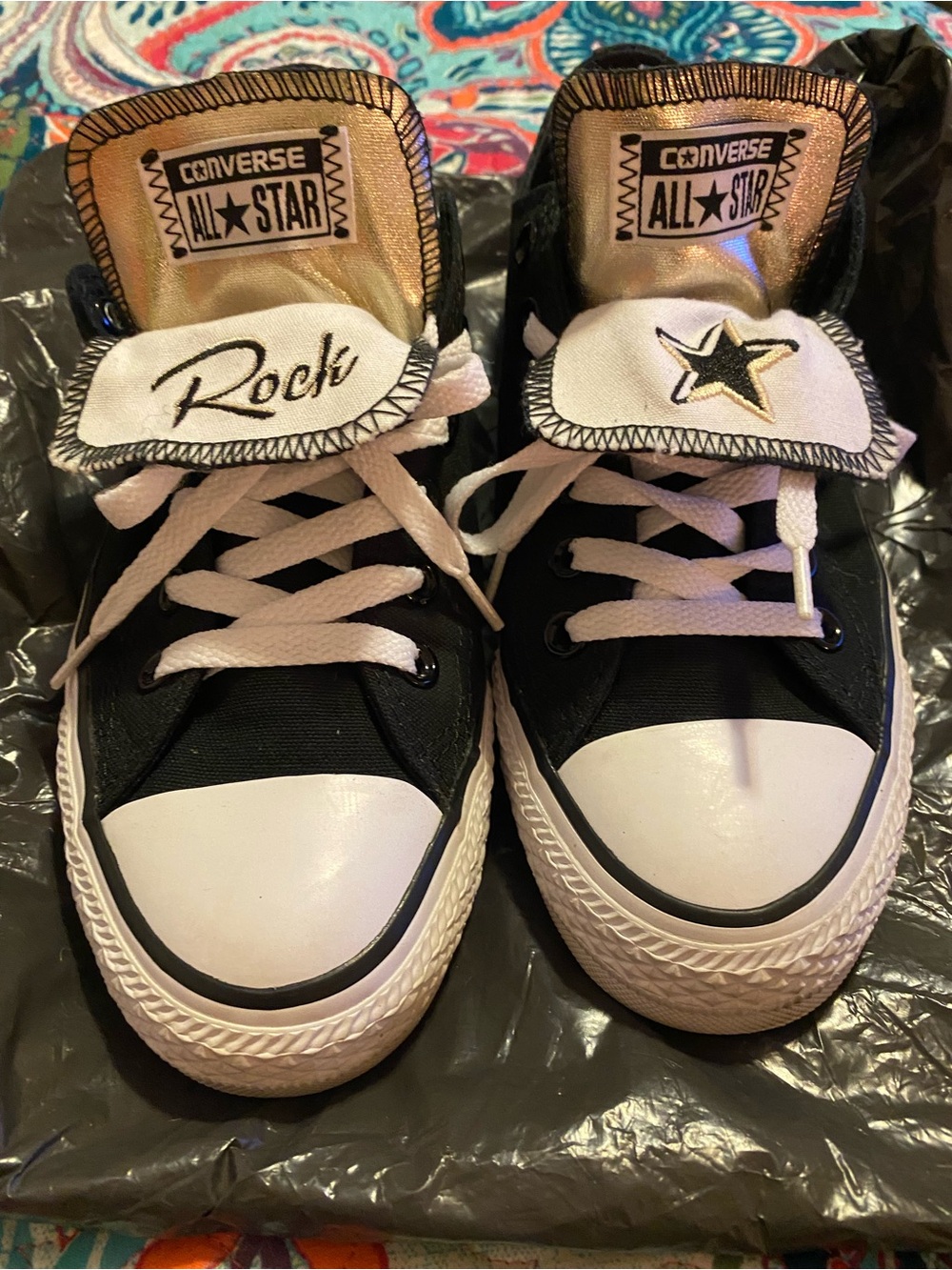 Converse Kids Black & White Rock Star Low Top Sneakers